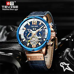 Tevise Mechanical Watch for Men Analog Automatic self-winding Stylish Stylish Formal Style Waterproof Calendar Noctilucent Stainless Steel Leather Fashion Lightinthebox