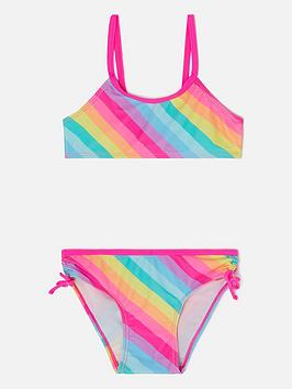 Accessorize Girls Rainbow Stripe Bikini - Multi