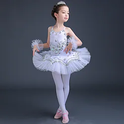 Ballet Dress Lace Crystals / Rhinestones Paillette Performance Sleeveless High Spandex Tulle Lightinthebox