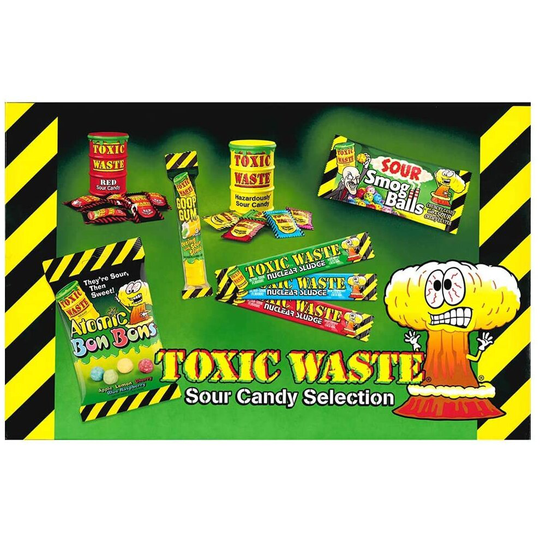 Toxic Waste Sour Candy Selection Sour Candy Sweet Sweets Pieces 385g Box Gift Present