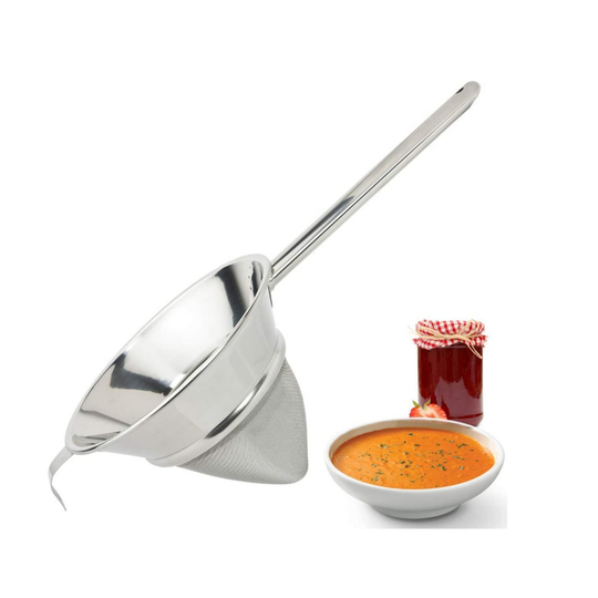 Taylors Eye Witness Large Professional Conical Sieve/Passing Strainer - Robust 24cm Rounded Handle, Stainless Steel Fine Mesh.