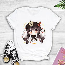 Inspired by Genshin Impact Hutao T-shirt Cartoon Manga Anime Harajuku Graphic Kawaii T-shirt For Men's Women's Unisex Adults' Hot Stamping 100% Polyester Lightinthebox