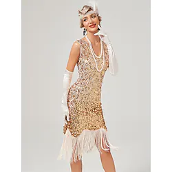 The Great Gatsby Charleston Roaring 20s 1920s Cocktail Dress Vintage Dress Flapper Dress Masquerade Prom Dress Women's Sequins Tassel Fringe Costume Vintage Cosplay Halloween Carnival Dress Halloween Lightinthebox