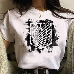 Inspired by Attack on Titan Cosplay Cartoon Manga Back To School Print Harajuku Graphic Kawaii T-shirt For Men's Women's Adults' Hot Stamping Polyester / Cotton Blend Lightinthebox
