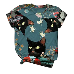 Inspired by Cartoon animal Cat Flower T-shirt Anime Anime Classic Basic Street Style T-shirt For Men's Women's Couple's Adults' 3D Print 100% Polyester Lightinthebox