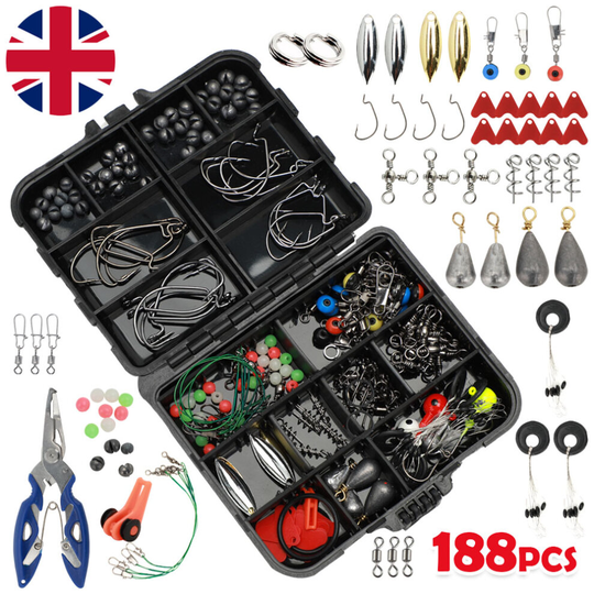 188pcs/set Sea Fishing Tackle Box Kit Set with Multiple Accessories of Jig-Hooks