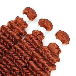 Human Hair Bundle Brazilian Deep Wave 100% Brazilian Virgin Human Hair Curly Weave Ginger Orange Color Hair Extension 24 Inch Lightinthebox