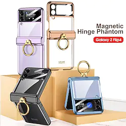 Phone Case For Samsung Galaxy Flip Z Flip 4 Magnetic Full Body Protective Dustproof Solid Colored TPU Lightinthebox