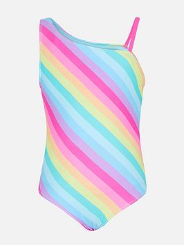 Accessorize Girls Rainbow Stripe Swimsuit - Multi