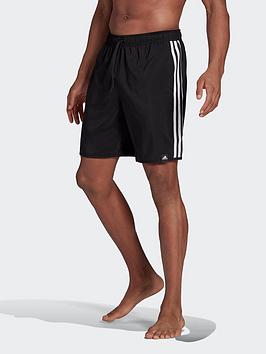 adidas Classic-length 3-stripes Swim Shorts, Black/White, Size 2Xl, Men