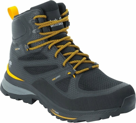 Jack Wolfskin Mens Outdoor Shoes Force Striker Texapore Mid Black/Burly Yellow XT 40,5