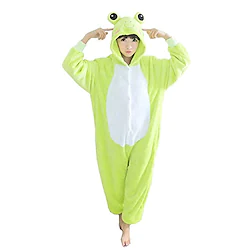 Adults' Kigurumi Pajamas Frog Animal Patchwork Onesie Pajamas Polar Fleece Cosplay For Men and Women Christmas Animal Sleepwear Cartoon Festival / Holiday Costumes / Leotard / Onesie Lightinthebox
