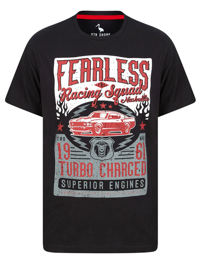 T-Shirts Fearless Motif Cotton Jersey T-Shirt in Jet Black - South Shore / S - Tokyo Laundry