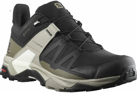 Salomon Mens Outdoor Shoes X Ultra 4 GTX Black/Vintage Khaki/Vanilla Ice 42