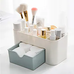 Double Plastic Makeup Storage Box Drawer Jewelry Display Box Desktop Container Box Storage Box Skin Care Products Desktop Dresser Finishing Mask Lipstick Makeup Brush Drawer Shelf Dustproof Lightinthebox