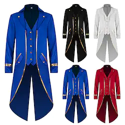 Plague Doctor Plus Size Retro Vintage Punk Gothic Medieval 18th Century Masquerade Tuxedo Men's Costume Vintage Cosplay Party Long Sleeve Coat Masquerade Lightinthebox