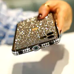 Phone Case For Apple Bumper Rhinestone Shockproof Solid Color Glitter Shine Metal Lightinthebox
