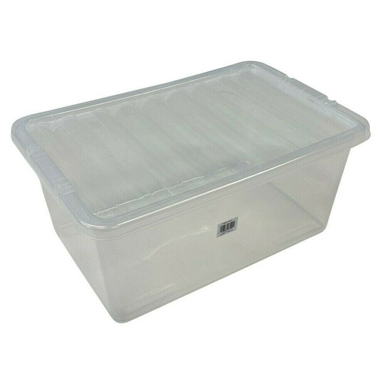 Underbed Plastic Storage Box 45L Clear Box With Lid Strong Quality Container