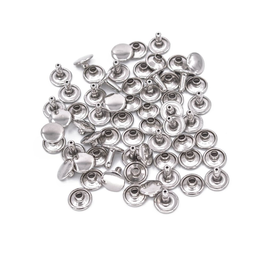 (15mm, Silver) Trimming Shop Double Cap Studs Tubular Rivets for DIY