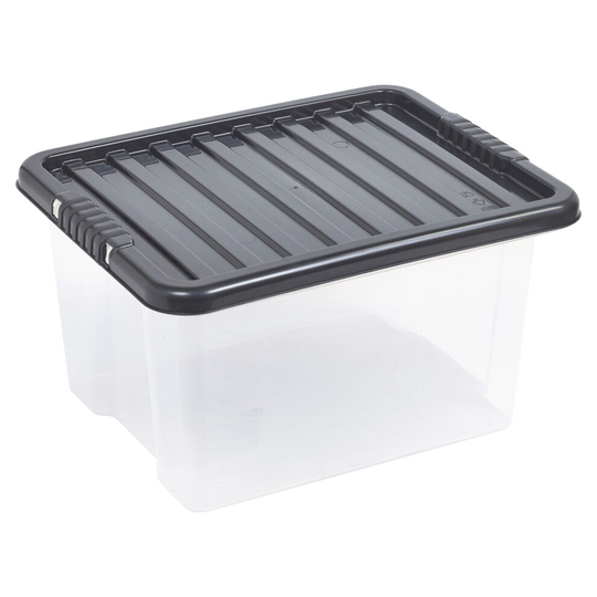(35 Litre, Black) Storage Boxes Stackable Container Lightweight