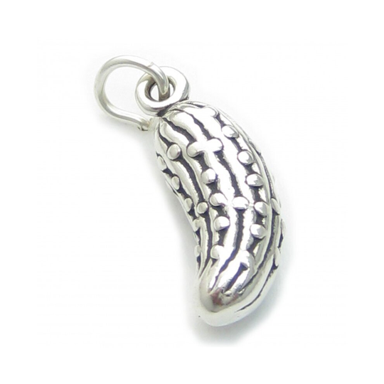 Cucumber Pickle Gherkin sterling silver charm .925 x 1 cucumbers charms
