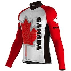 21Grams Men's Cycling Jersey Long Sleeve Bike Jersey Top with 3 Rear Pockets Mountain Bike MTB Road Bike Cycling Breathable Quick Dry Moisture Wicking Reflective Strips Red Leaf Spandex Sports Lightinthebox