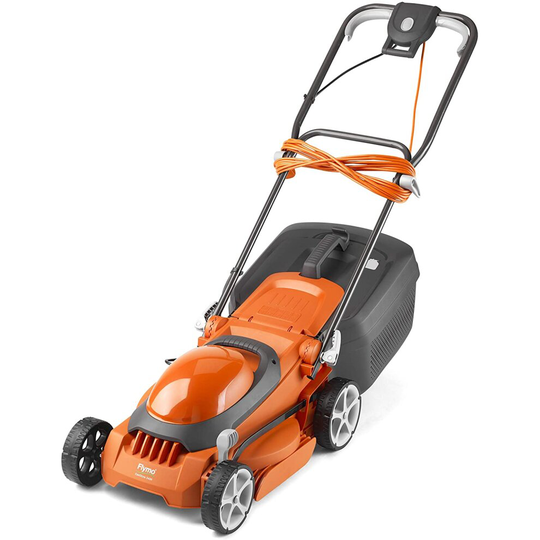 Flymo EasiStore 340R Electric Rotary Lawn Mower - 34 cm Cutting Width, 35 Litre Grass Box, Close Edge Cutting, Rear Roller, Central Height Adjust ,