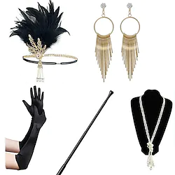 The Great Gatsby 1920s The Great Gatsby Flapper Headband Costume Necklace / Bracelet Vintage Cosplay Gloves Christmas / Headwear / Earrings / Earrings / Headwear Lightinthebox