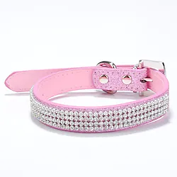 Dog Collar Adjustable / Retractable Rhinestone PU Leather Purple Red Blue Pink Black for Girl Dog Lightinthebox