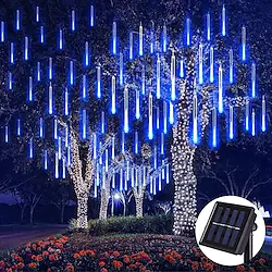 Outdoor Solar LED Meteor Shower Rain Lights Holiday String Lights Waterproof Garden Light 8 Tubes 144 Leds For Garden Tree Colorful Decoration Landscape Lighting Lightinthebox