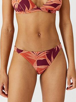 Accessorize Craft Core Palm Ruffle Shoulder Bikini Briefs, Rust, Size 10, Women