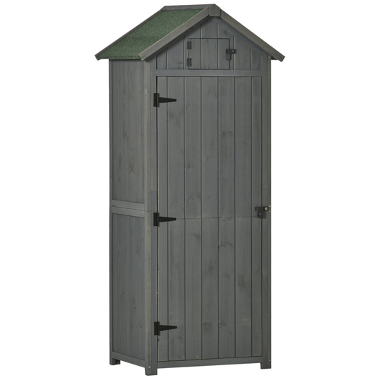 Outsunny Wooden Garden Storage Shed Tool Storage Box w/ Roof Grey