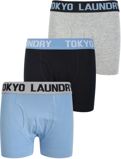 Boys Underwear Boys (6-13yr) Henson (3 Pack) Boxer Shorts Set in Allure Blue / Sky Captain Navy / Lt Grey Marl - Tokyo Laundry / 6-7 Years - Tokyo Laundry