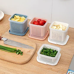 New Thickened Transparent Double Layer Ginger Garlic Onion Flower Box Refrigerator Separable Draining Fresh-keeping Box Lightinthebox