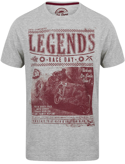 T-Shirts Legends Motif Crew Neck T-Shirt In Light Grey Marl - South Shore / S - Tokyo Laundry