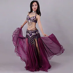 Belly Dance Skirts Crystals / Rhinestones Paillette Women's Training Performance Sleeveless Dropped Polyester Lightinthebox