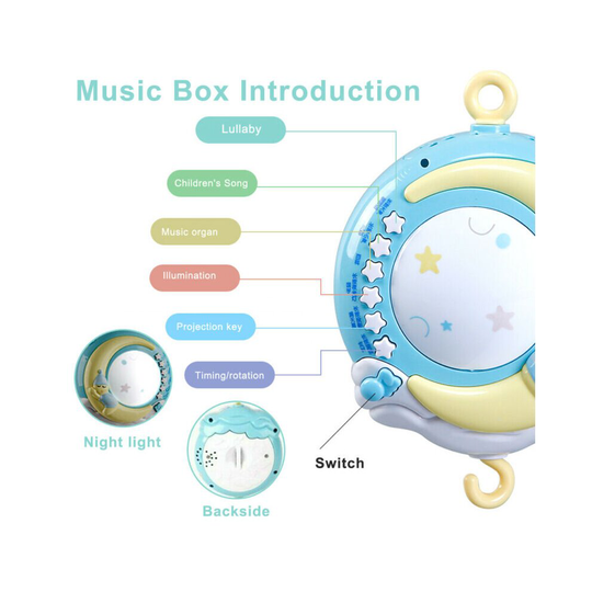 Baby Mobile Bed Bell Toy Kids Crib Musical Music Box Baby Rattles Toy