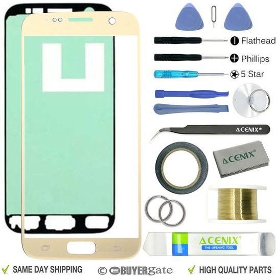 SAMSUNG GALAXY S7 Gold Replacement Screen Front Glass lens Repair Kit