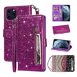 Phone Case For Apple Full Body Case iPhone 14 Pro Max 14 Plus 13 12 11 Pro Max Mini X XR XS Wallet Card Holder Zipper Glitter Shine TPU PU Leather Lightinthebox