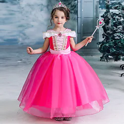 Fairytale Princess Dress Flower Girl Dress Girls' Movie Cosplay A-Line Slip Christmas Yellow Fuchsia Dress Christmas Lightinthebox
