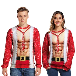 Santa Suit Santa Claus Ugly Christmas Sweater / Sweatshirt Hoodie Men's Women's 3D Christmas Christmas Carnival Masquerade Teen Adults' Party Christmas Vacation Polyester Top Lightinthebox