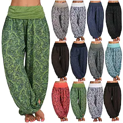 Women's Harem Pants Breathable Quick Dry Moisture Wicking Yoga Fitness Gym Workout Bloomers Bottoms Paisley Apricot White Black Winter Plus Size Sports Activewear Micro-elastic Loose Lightinthebox