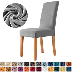 Velvet Plush Stretch Spandex Dining Chair Cover Stretch Chair Cover Chair Protector Cover Seat Slipcover with Elastic Band for Dining RoomWedding Ceremony Banquet Home Decor Lightinthebox
