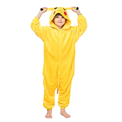 Kid's Kigurumi Pajamas Nightwear Camouflage Pika Pika Animal Patchwork Onesie Pajamas Coral fleece Cosplay For Boys and Girls Halloween Animal Sleepwear Cartoon Festival / Holiday Costumes Lightinthebox