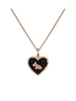 Radley Ladies 18Ct Rose Gold Plated Blue Heart With Sitting Dog Necklace