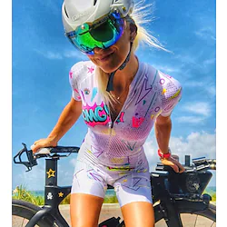 Women's Triathlon Tri Suit Short Sleeve Cycling Jersey with Shorts Summer Polyester Dark Grey Mineral Green Red and White Bike Clothing Suit Breathable Quick Dry Sweat wicking Sports Mountain Bike Lightinthebox