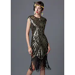 The Great Gatsby Charleston Roaring 20s 1920s Cocktail Dress Vintage Dress Flapper Dress Prom Dress Prom Dresses Women's Sequins Costume Vintage Cosplay Party Homecoming Prom Sleeveless Dress Lightinthebox