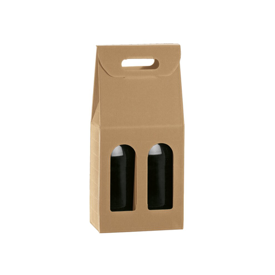 (2 Bottle Corrugated Kraft) Wine Bottle Gift Boxes | Choose 1 to 4 Bottles | Selection of Colours
