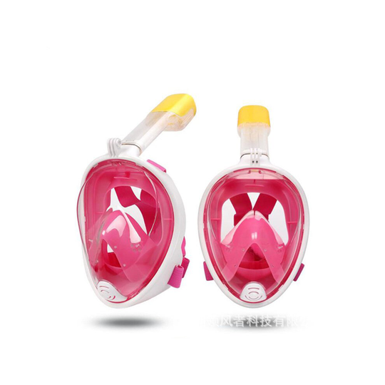 (Pink, L/XL) Full Face Snorkel Mask For GoPro Swim