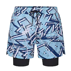 Men's Swim Shorts Swim Trunks Board Shorts Drawstring Elastic Waist With Compression Liner Print Comfort Breathable Short Casual Holiday Beach Streetwear Stylish Royal Blue Blue Lightinthebox